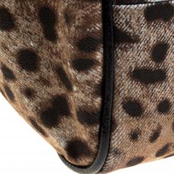 Pre Owned Dolce and Gabbana Leopard Print  Fabric Medium Miss Sicily Top Handle Bag