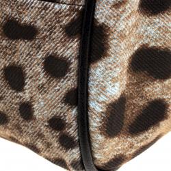 Pre Owned Dolce and Gabbana Leopard Print  Fabric Medium Miss Sicily Top Handle Bag