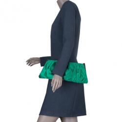 Dolce and Gabbana Green Satin Miss Lady Clutch