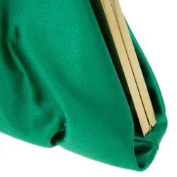 مملوكة مسبقًا Dolce and Gabbana Green Satin Miss Lady Clutch