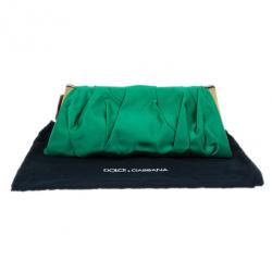 Dolce and Gabbana Green Satin Miss Lady Clutch