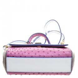 Pre Owned Dolce and Gabbana Multicolor Croc and Ostrich Leather Small Miss Sicily Top Handle Bag