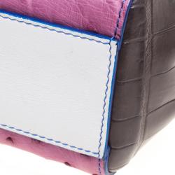 Pre Owned Dolce and Gabbana Multicolor Croc and Ostrich Leather Small Miss Sicily Top Handle Bag