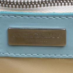 Pre Owned Dolce and Gabbana Turquoise Python Crystal Embellished Shoulder Bag