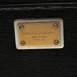 Pre Owned Dolce and Gabbana Black Leather Zip Around Wallet