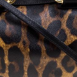 Dolce and Gabbana Leopard Print Coated Canvas Miss Sicily Bowling Bag