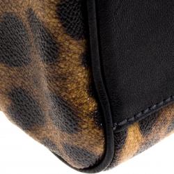 Dolce and Gabbana Leopard Print Coated Canvas Miss Sicily Bowling Bag