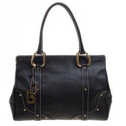 مملوكة مسبقًا حقيبة يد دولتش آند غابانا بدلاية دي جي جلد سوداء