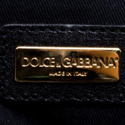 مملوكة مسبقًا Dolce and Gabbana Black Leopard Print Calf Hair and Crochet Miss Sicily Tote