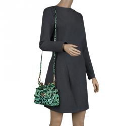 Pre Owned حقيبة يد مع محفظة دولتشي أند غابانا مي سيسيلي صغيرة جلد لامع طباعة فهد خضراء