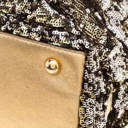 مملوكة مسبقًا Dolce and Gabbana Gold/Silver Sequin Embellished Drawstring Tote