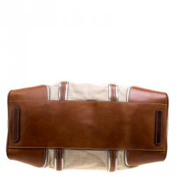 Pre Owned Dolce and Gabbana Beige/Brown Canvas and Leather Miss Romantique Bag