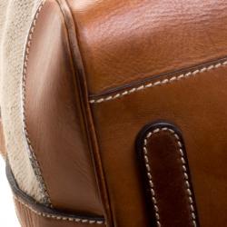 Pre Owned Dolce and Gabbana Beige/Brown Canvas and Leather Miss Romantique Bag