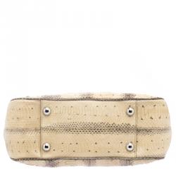 Pre Owned Dolce and Gabbana Beige Snakeskin Top Handle Bag