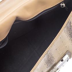 Pre Owned Dolce and Gabbana Beige Snakeskin Top Handle Bag