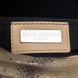 Pre Owned Dolce and Gabbana Beige Snakeskin Top Handle Bag