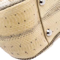 Pre Owned Dolce and Gabbana Beige Snakeskin Top Handle Bag
