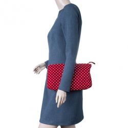 Pre Owned Dolce and Gabbana Red Fabric Polka Dot Clutch