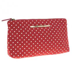 Pre Owned Dolce and Gabbana Red Fabric Polka Dot Clutch