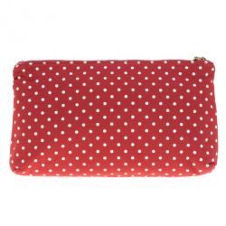 Pre Owned Dolce and Gabbana Red Fabric Polka Dot Clutch