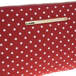Pre Owned Dolce and Gabbana Red Fabric Polka Dot Clutch