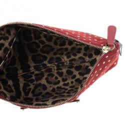 Pre Owned Dolce and Gabbana Red Fabric Polka Dot Clutch