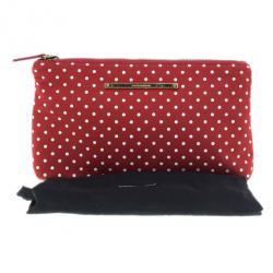 Pre Owned Dolce and Gabbana Red Fabric Polka Dot Clutch