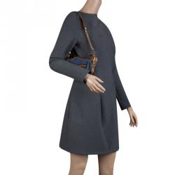 Pre Owned Dolce and Gabbana Blue/Gold Denim and Leather Shoulder Bag 