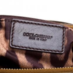 Pre Owned Dolce and Gabbana Blue/Gold Denim and Leather Shoulder Bag 