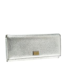 Pre Owned محفظة كونتيننتال دولتشي أند غابانا جلد فضية