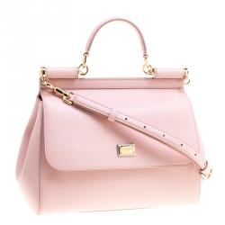 Pre Owned حقيبة يد دولتشي أند غابانا ميس سيسلي جلد وردي متوسطة