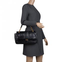 مملوكة مسبقًا حقيبة كتف دولتشي أند غابانا جلد أسود بقلاب