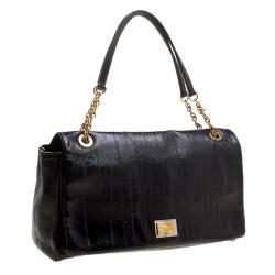 مملوكة مسبقًا حقيبة كتف دولتشي أند غابانا جلد أسود بقلاب