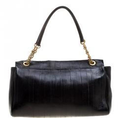 مملوكة مسبقًا حقيبة كتف دولتشي أند غابانا جلد أسود بقلاب