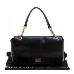 مملوكة مسبقًا حقيبة كتف دولتشي أند غابانا جلد أسود بقلاب