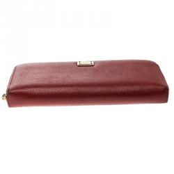 Dolce and Gabbana Red Leather Zip Around Wallet