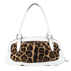 Pre Owned Dolce and Gabbana Animal Print Canvas Satchel