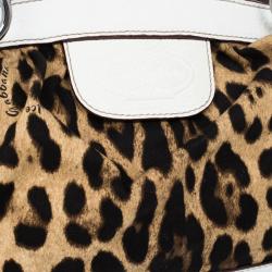 Pre Owned Dolce and Gabbana Animal Print Canvas Satchel