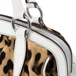 Pre Owned Dolce and Gabbana Animal Print Canvas Satchel