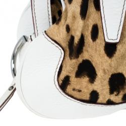Pre Owned Dolce and Gabbana Animal Print Canvas Satchel