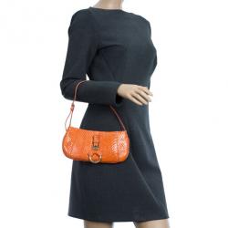 Pre Owned Dolce and Gabbana Orange Snakeskin Clutch