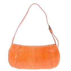 Pre Owned Dolce and Gabbana Orange Snakeskin Clutch