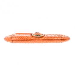 Pre Owned Dolce and Gabbana Orange Snakeskin Clutch