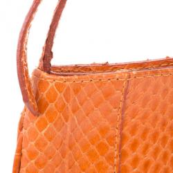 Pre Owned Dolce and Gabbana Orange Snakeskin Clutch