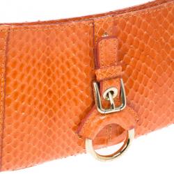 Pre Owned Dolce and Gabbana Orange Snakeskin Clutch