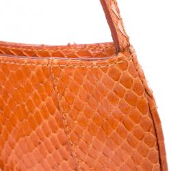 Pre Owned Dolce and Gabbana Orange Snakeskin Clutch