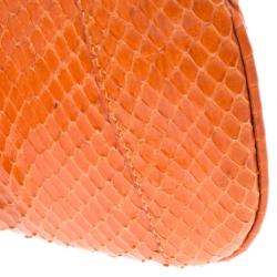 Pre Owned Dolce and Gabbana Orange Snakeskin Clutch