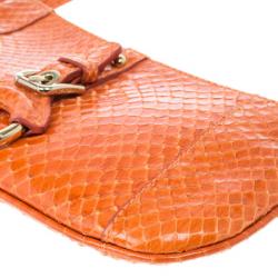 Pre Owned Dolce and Gabbana Orange Snakeskin Clutch