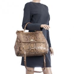 مملوكة مسبقًا Dolce and Gabbana Gold Python Medium Miss Sicily Satchel