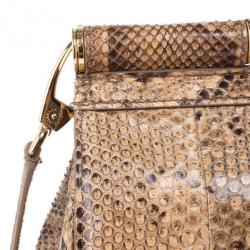 مملوكة مسبقًا Dolce and Gabbana Gold Python Medium Miss Sicily Satchel